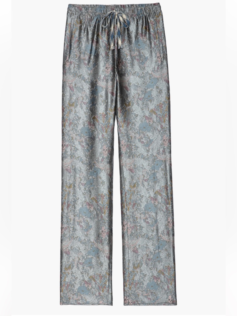 ZADIG & VOLTAIRE Pomy British Flowers Jacquard Drawstring Pants Metallic 34